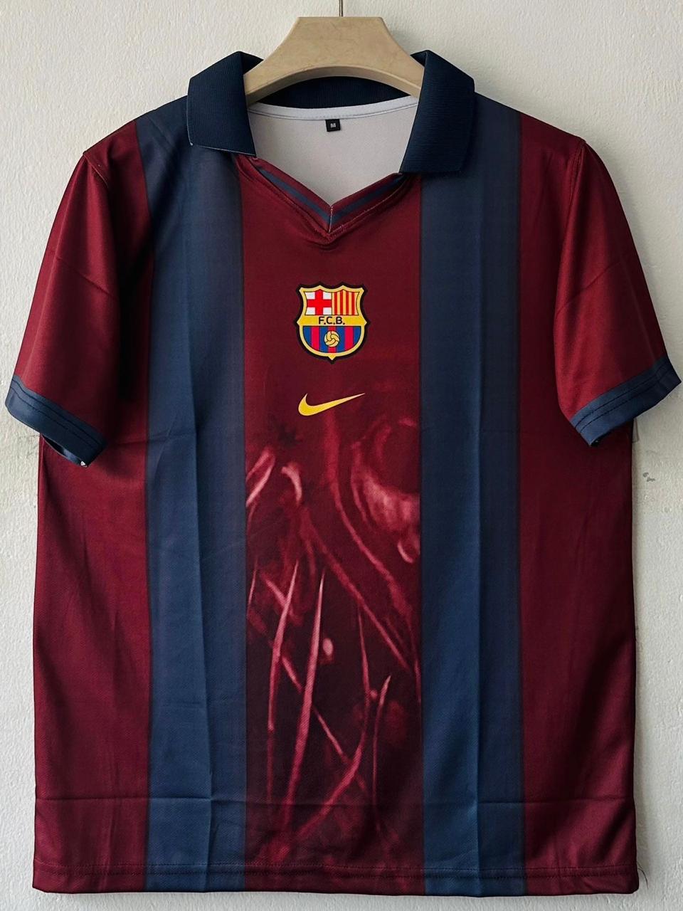 FC Barcelona Retro Jersey Half Sleeve Collar & Premium Print – No. 2 (Classic Red & Blue Edition)
