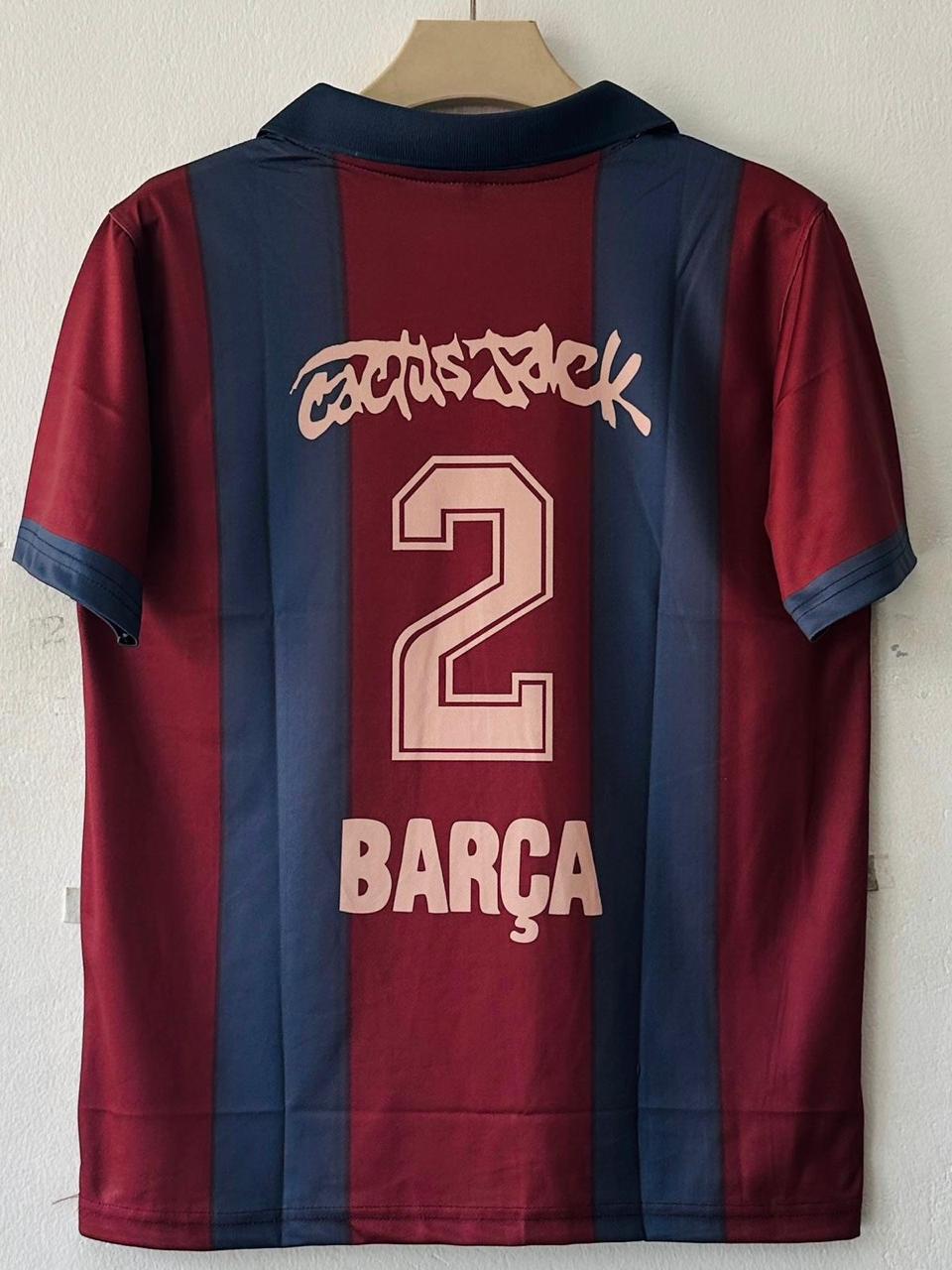 FC Barcelona Retro Jersey Half Sleeve Collar & Premium Print – No. 2 (Classic Red & Blue Edition)