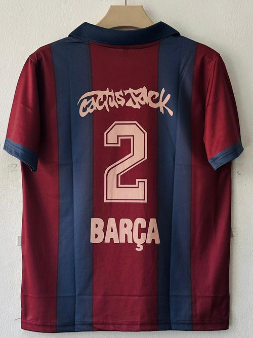 FC Barcelona Retro Jersey Half Sleeve Collar & Premium Print – No. 2 (Classic Red & Blue Edition)