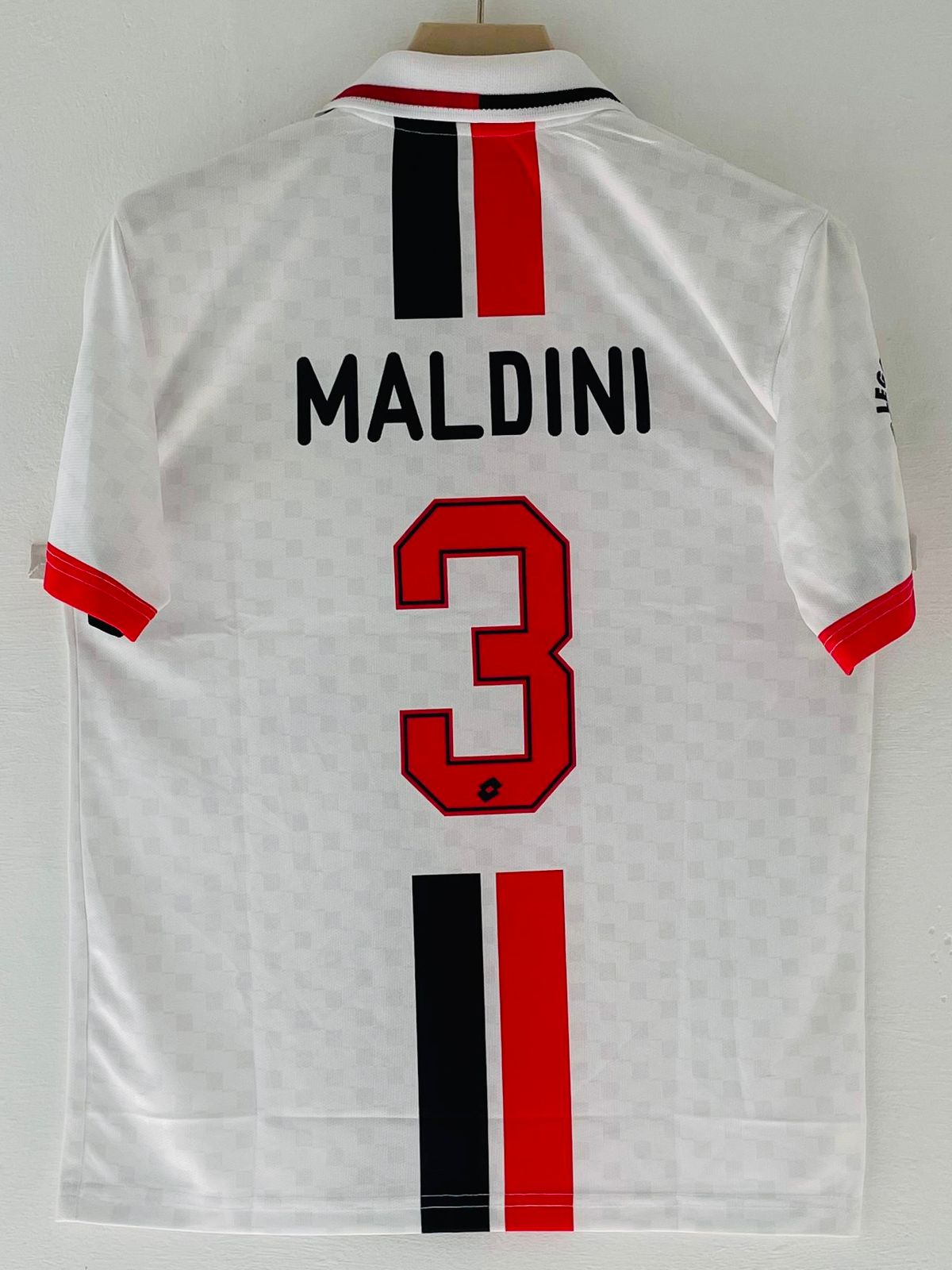 AC Milan Retro Jersey Half Sleeve Collar & Premium Print – Maldini No. 3 (White Classic Edition)