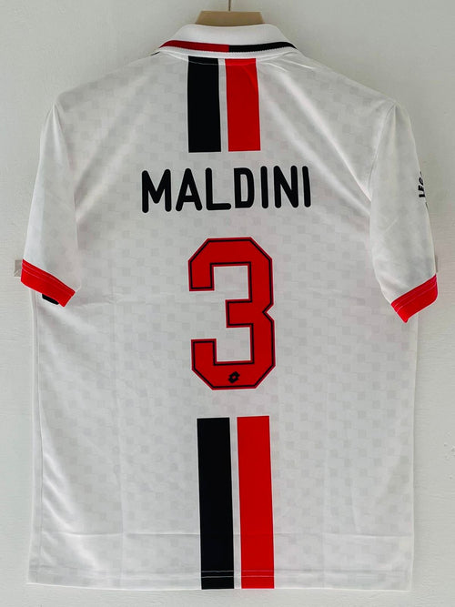 AC Milan Retro Jersey Half Sleeve Collar & Premium Print – Maldini No. 3 (White Classic Edition)