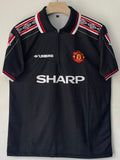 Manchester United Retro Jersey Half Sleeve Collar and Embroidery– Beckham No. 7 (Black Edition)