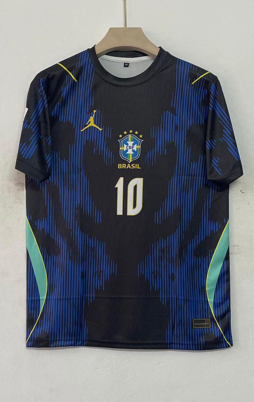 Brazil Special Edition Jersey Half Sleeve Round Neck & Premium Print – Neymar Jr 10 (Dark Blue Edition)